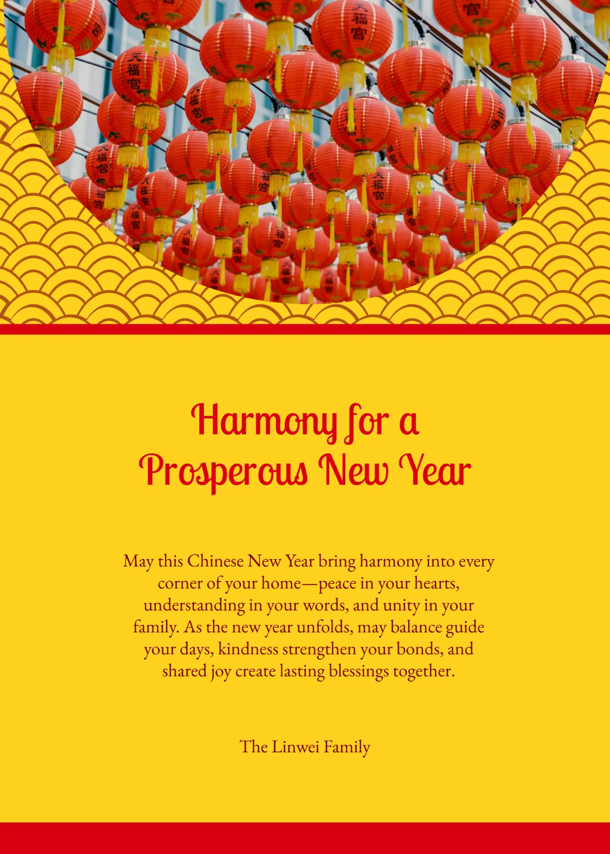 Free Chinese New Year Harmony Wishes Template to Edit Online