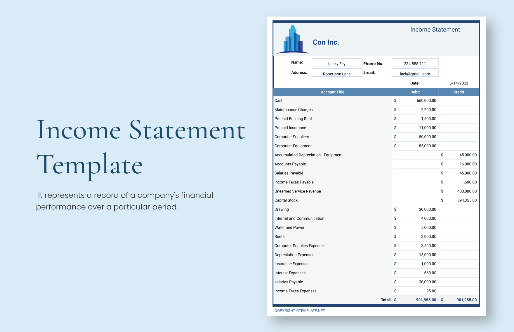 Income Statement Template