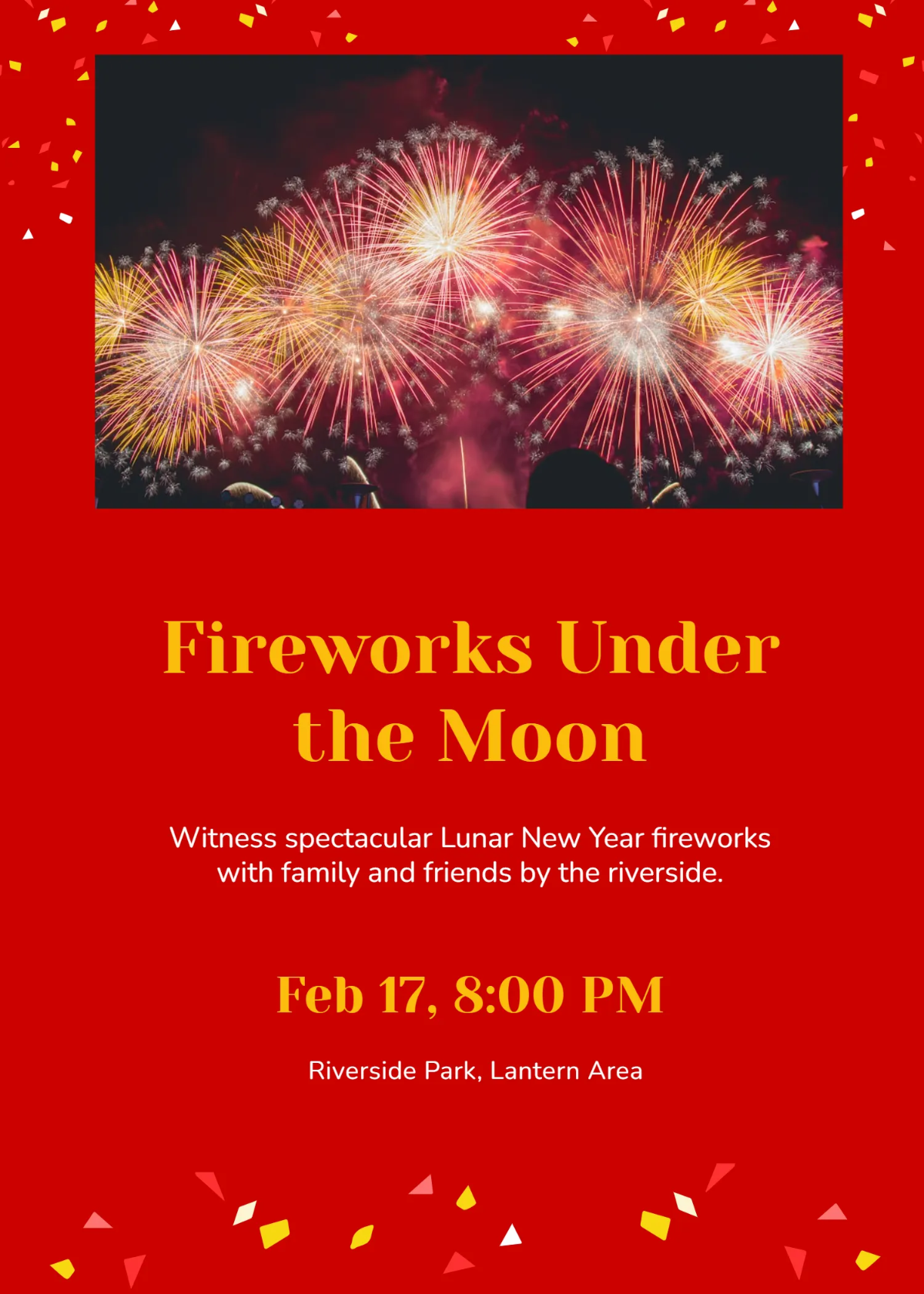 Free Chinese New Year Fireworks Viewing Invitation Template to Edit Online