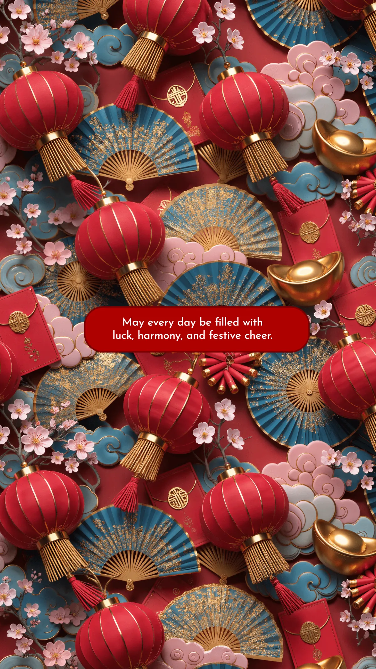 Free Chinese New Year Pattern Wallpaper Template to Edit Online
