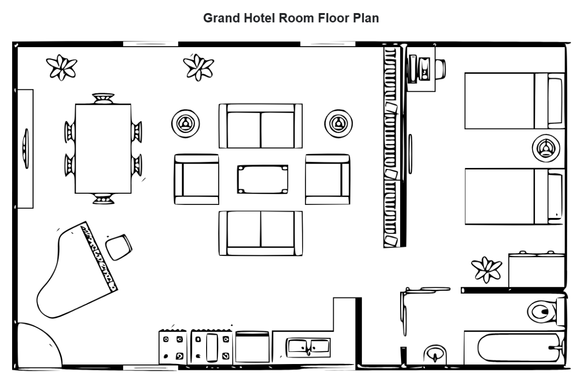 Free Grand Hotel Room Floor Plan Template to Edit Online