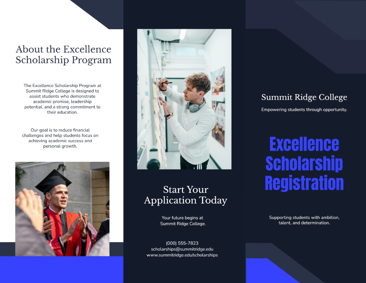 Free College Scholarship Registration Brochure Template to Edit Online