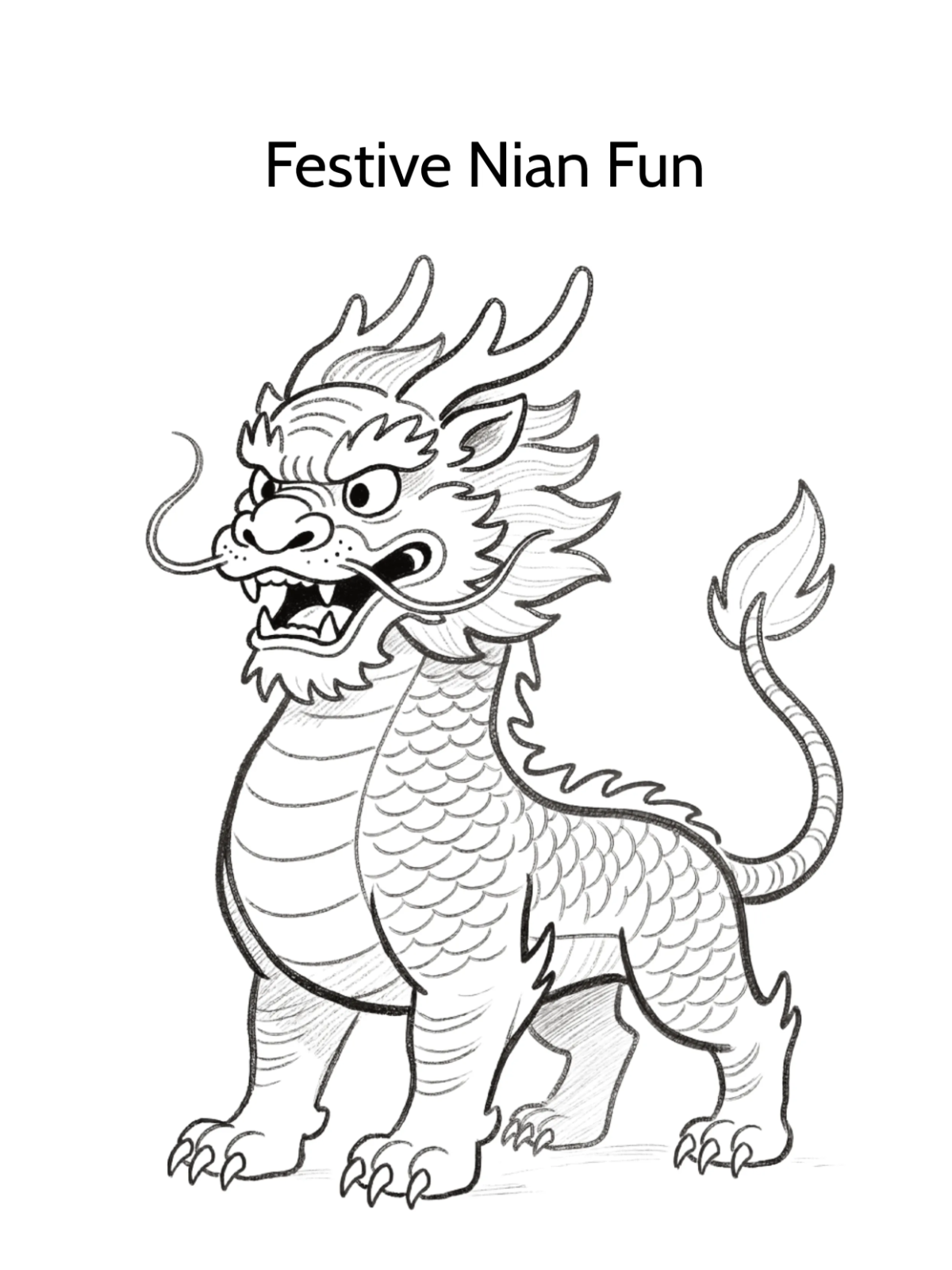 Free Chinese New Year Cute Nian Drawing Template to Edit Online