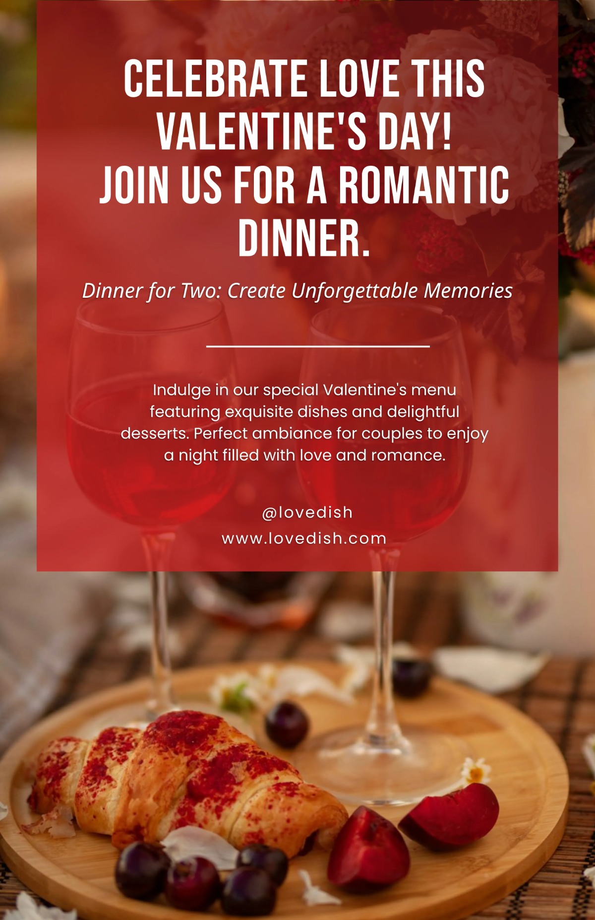 Free Valentines Day Restaurant Poster Template to Edit Online