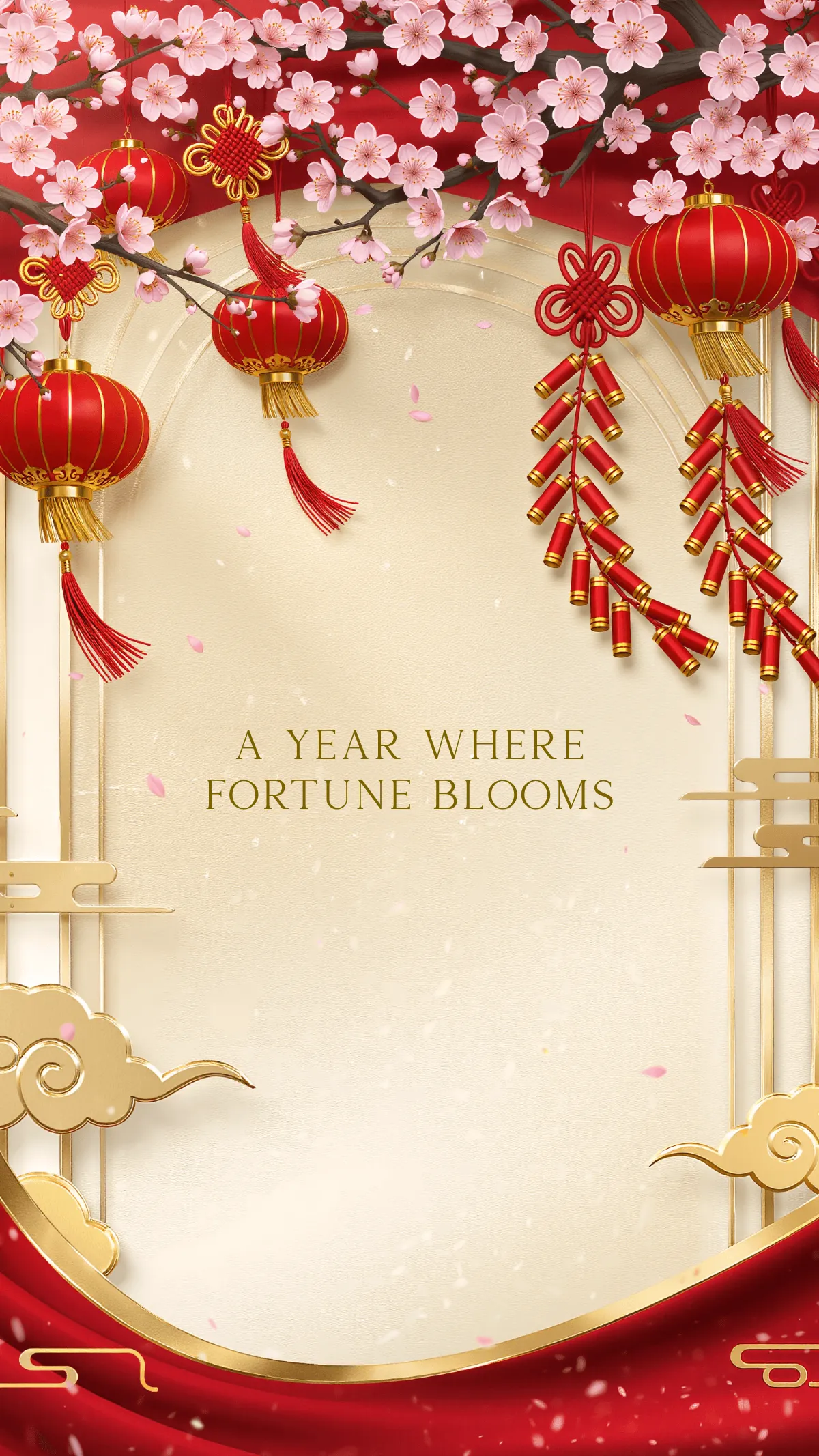 Free Illustrative Chinese New Year Wallpaper Template to Edit Online