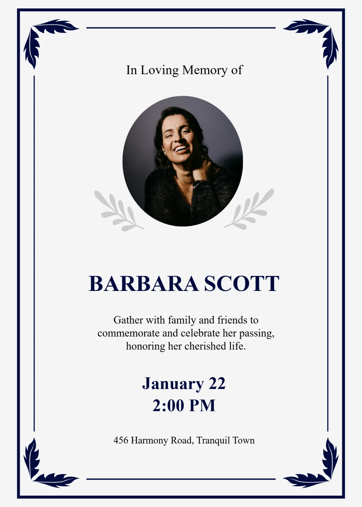 Free In loving Memory Passing Template to Edit Online