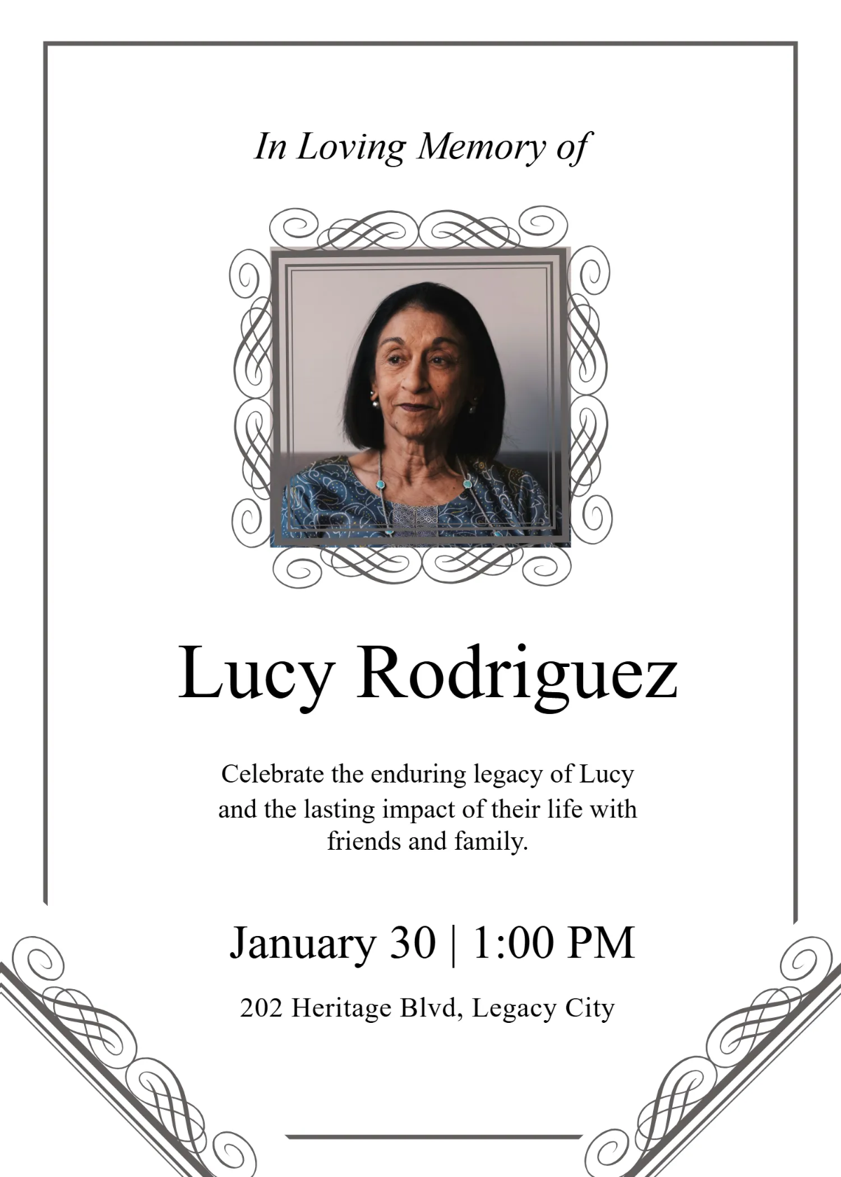 Free In loving Memory Legacy Template to Edit Online