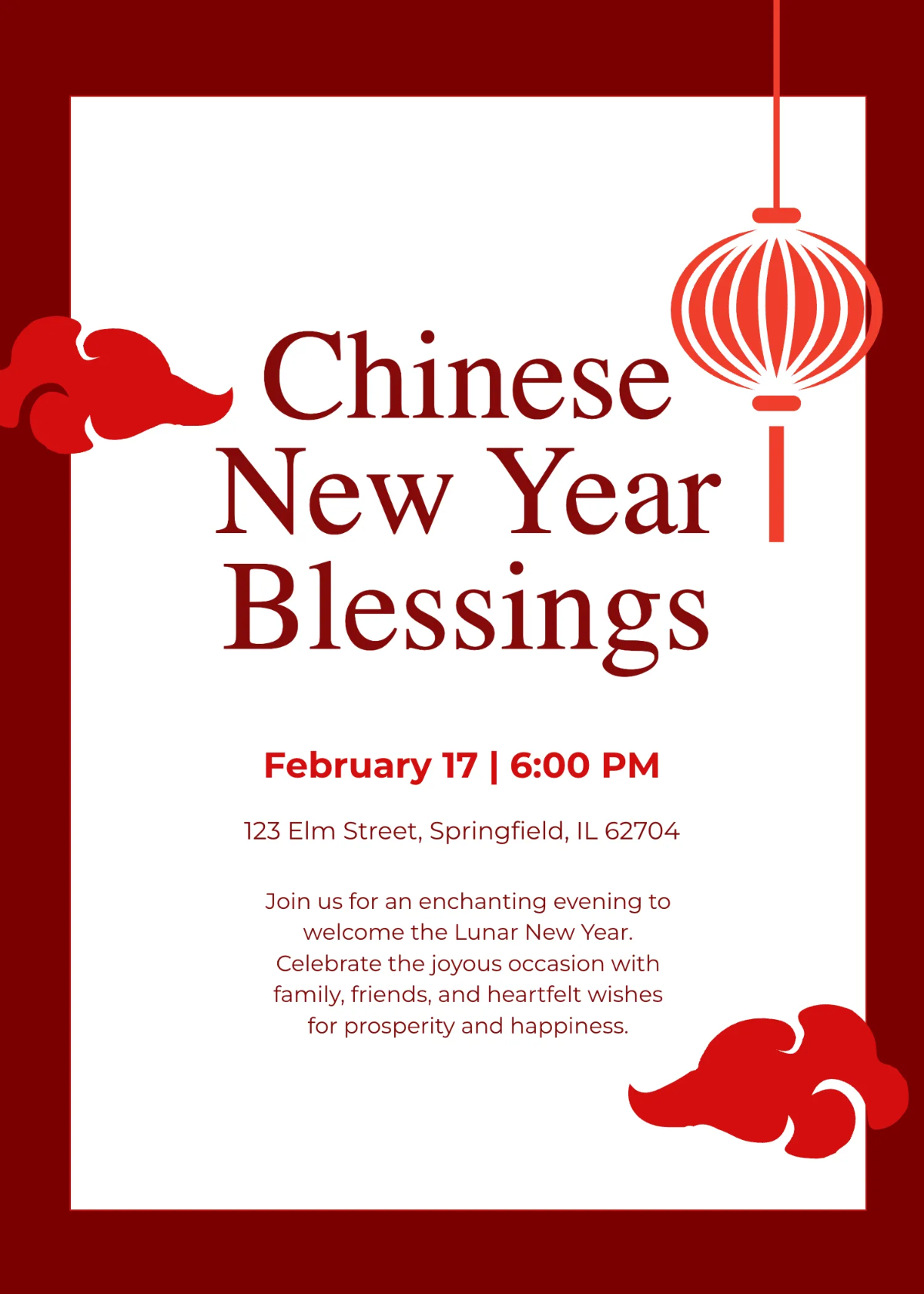 Free Chinese New Year Blessing Ceremony Invitation Template to Edit Online