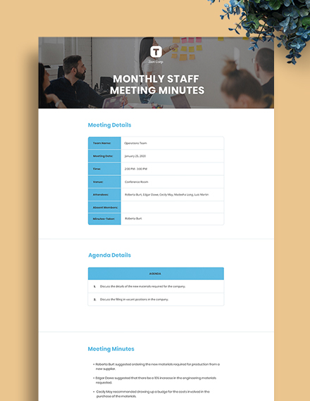 16+ FREE Staff Meeting Minutes Templates - Microsoft Word (DOC ...