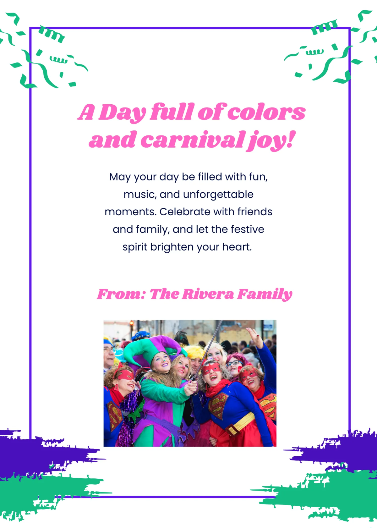 Free Colorful Carnival Greeting Card Template to Edit Online Free Colorful Carnival Greeting Card Template to Edit Online