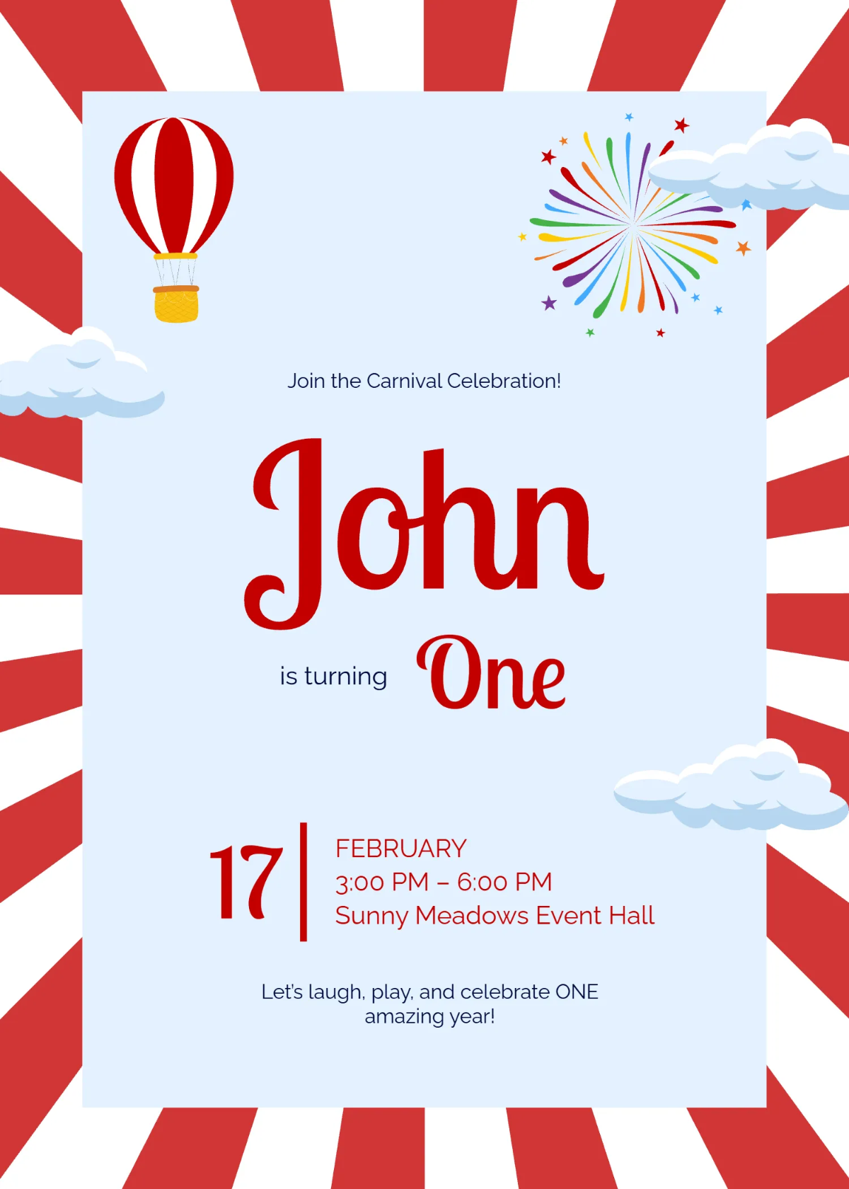 Free Carnival 1st Birthday Invitation Template to Edit Online Free Carnival 1st Birthday Invitation Template to Edit Online