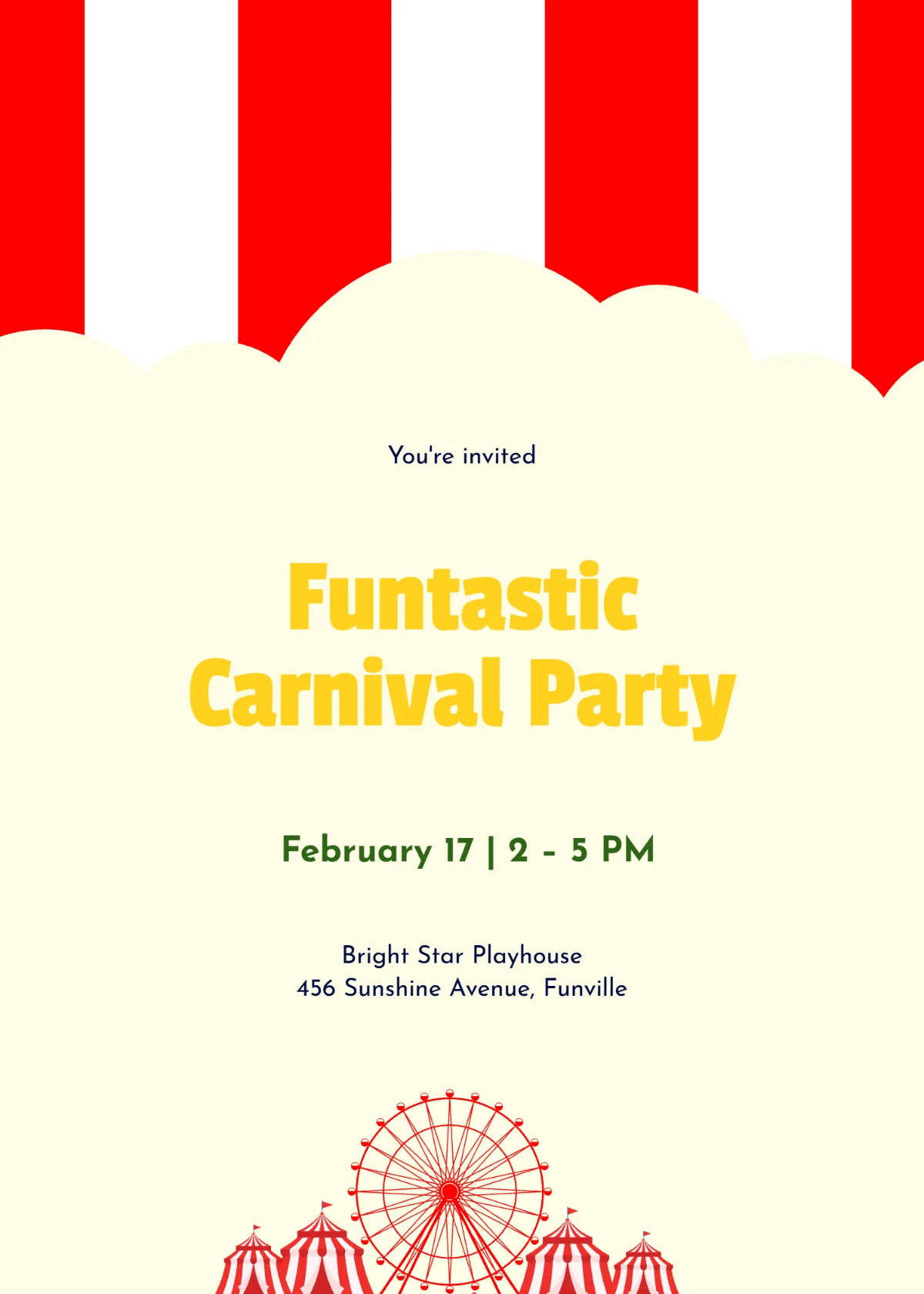 Free Carnival Kids Party Invitation Template to Edit Online Free Carnival Kids Party Invitation Template to Edit Online