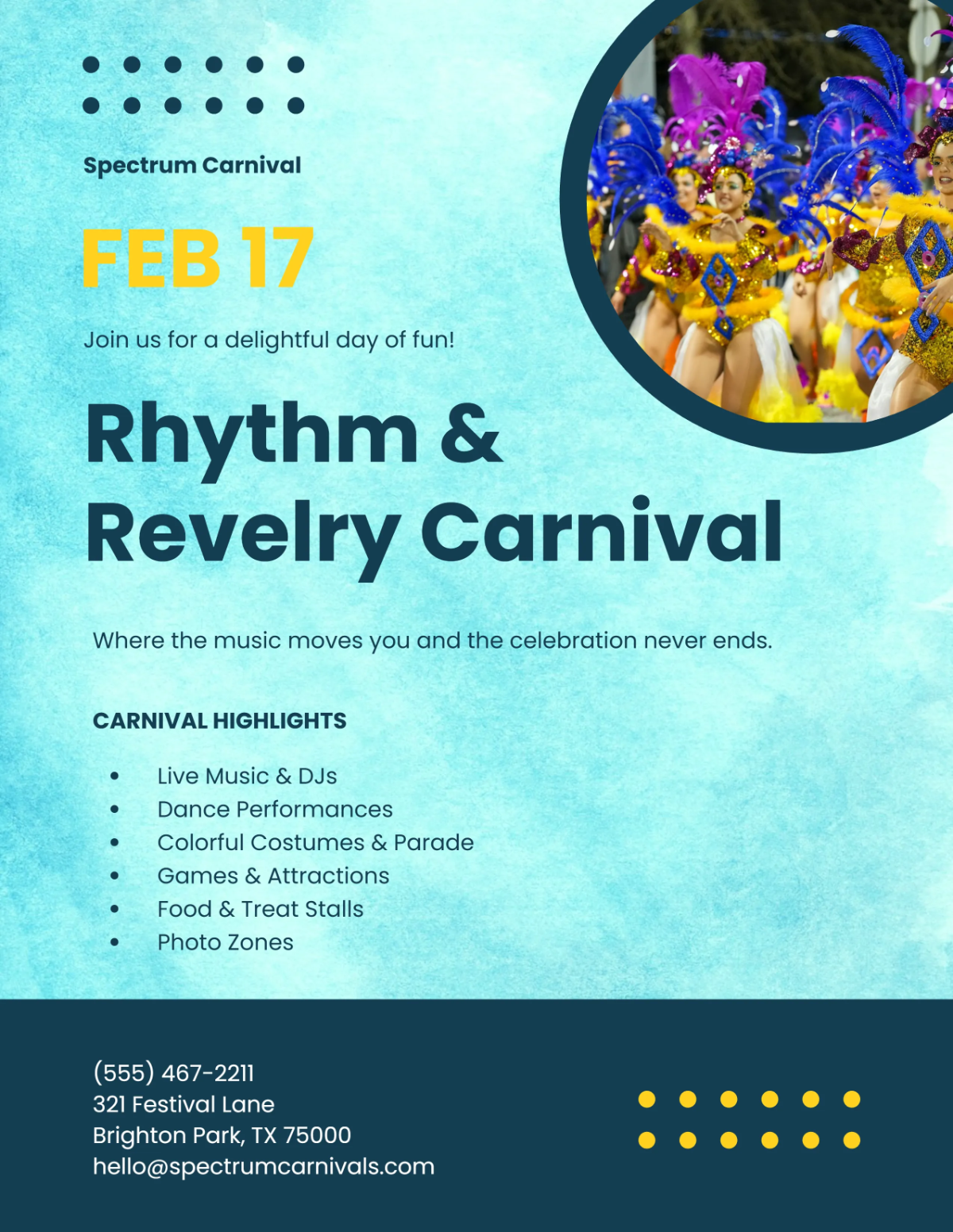 Free Water Color Carnival Flyer Template to Edit Online