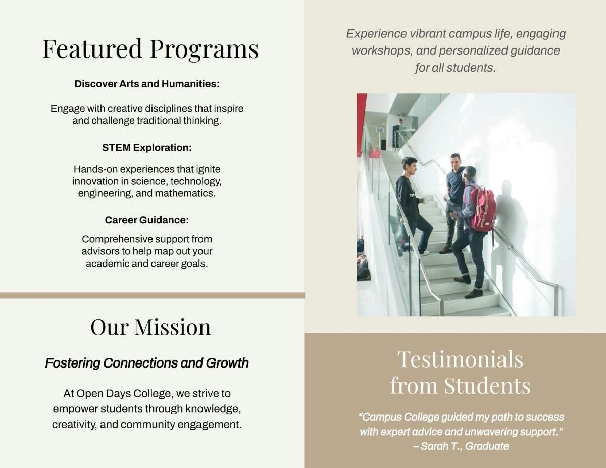 Free Bi-Fold College Open Days Brochure Template to Edit Online