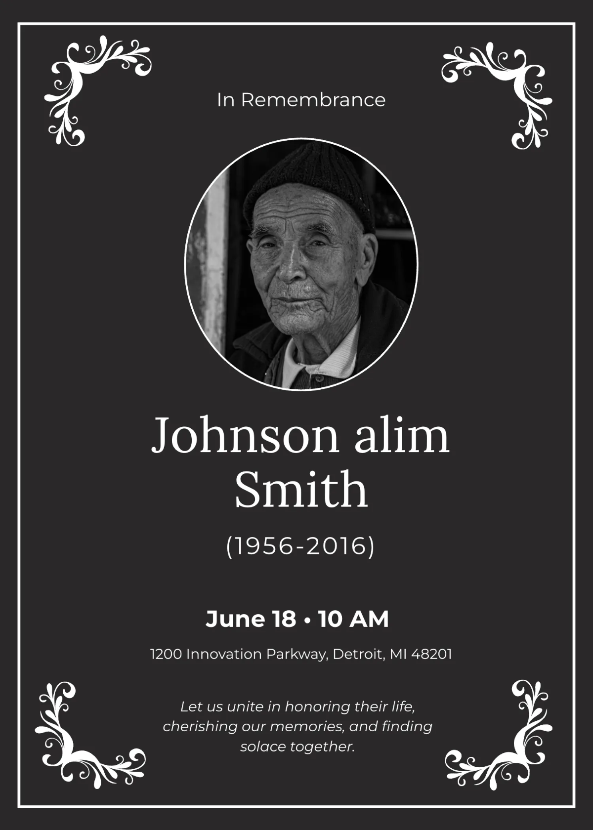 Free In loving Memory Funeral Service Template to Edit Online