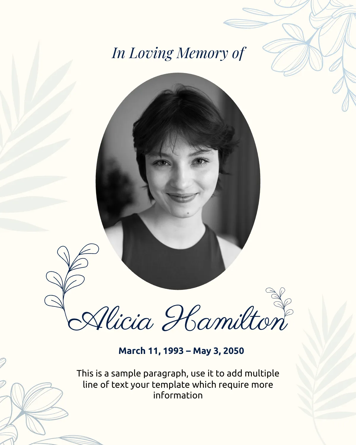 Free In Loving Memory Floral Template to Edit Online