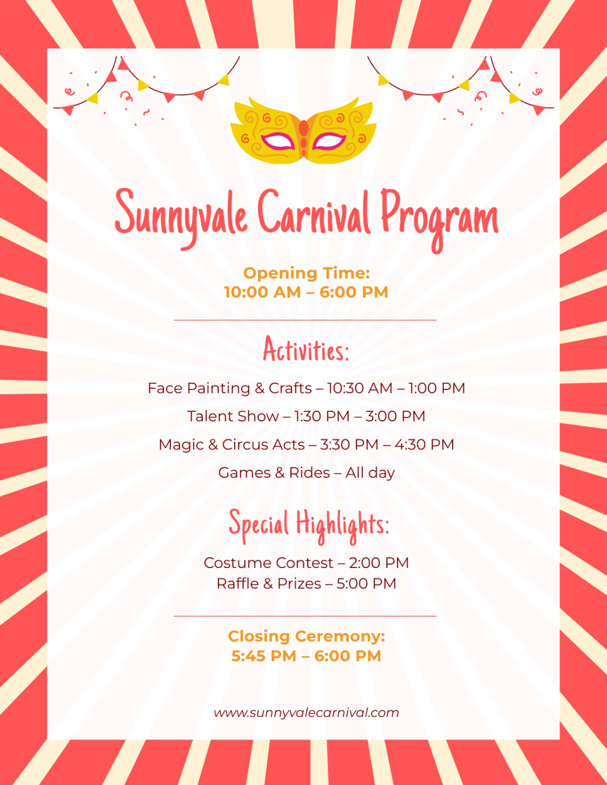 Free Carnival Program Template to Edit Online Free Carnival Program Template to Edit Online
