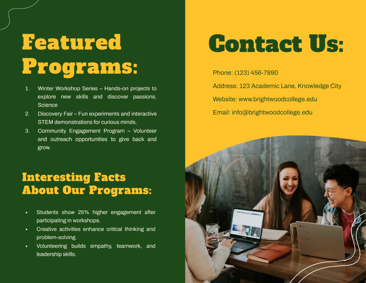 Free Elegant College Information Brochure Template to Edit Online