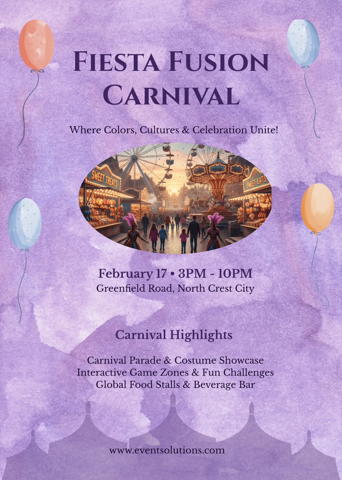 Free Water Color Carnival Invitation Template to Edit Online