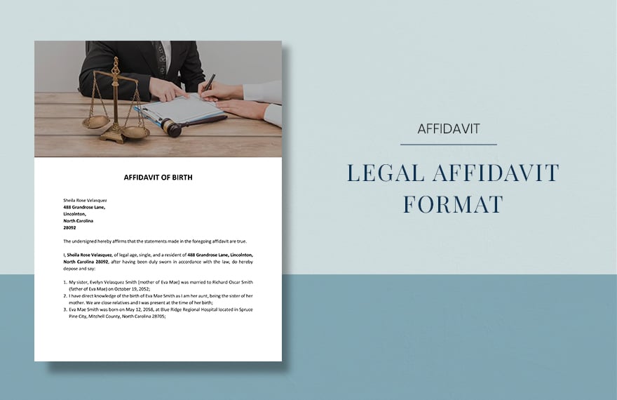 Legal Affidavit Format Template in Word, Google Docs, Apple Pages