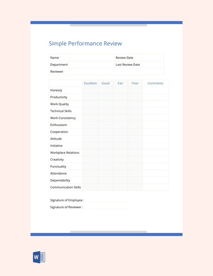 FREE Monthly Employee Review Template: Download 67+ Forms in Word ...
