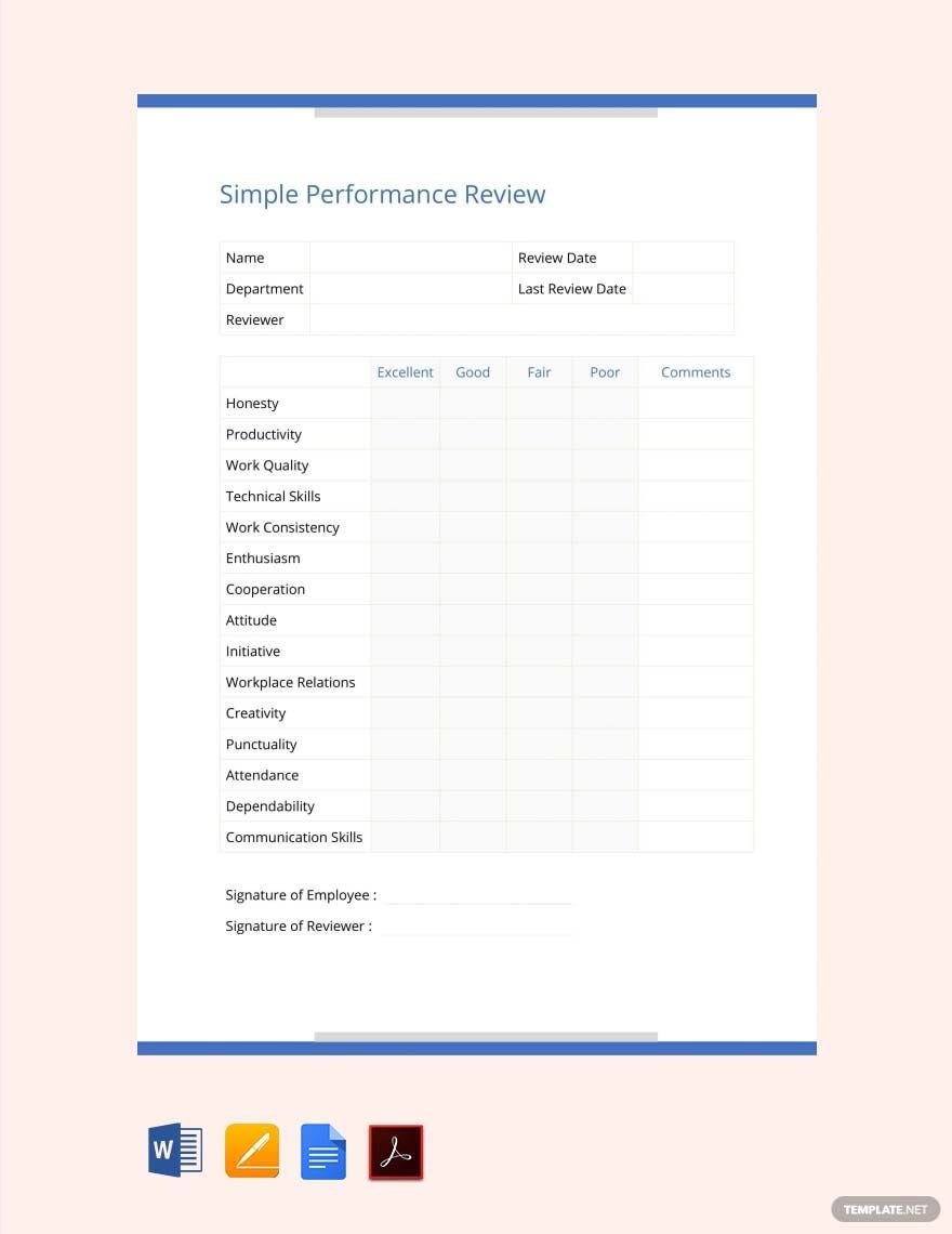 Sample Performance Review Template