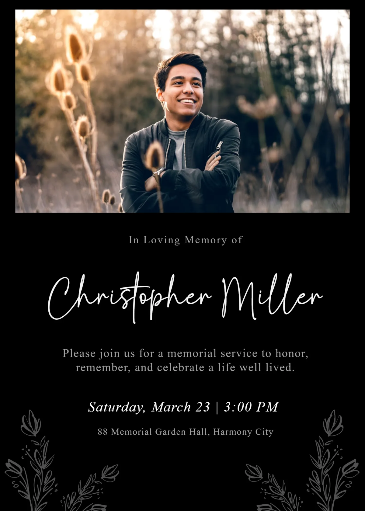 Free In loving Memory Memorial Invitation Template to Edit Online