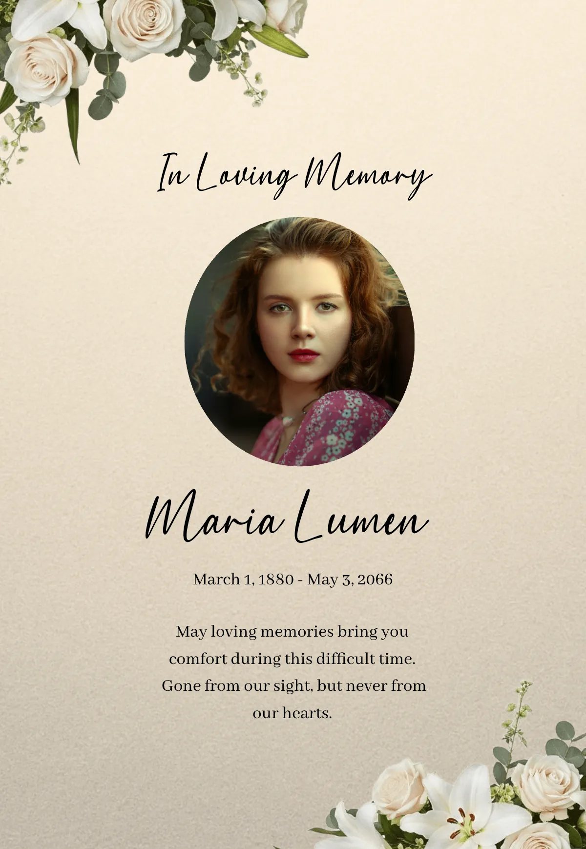 Free In loving Memory Condolence Card Template to Edit Online