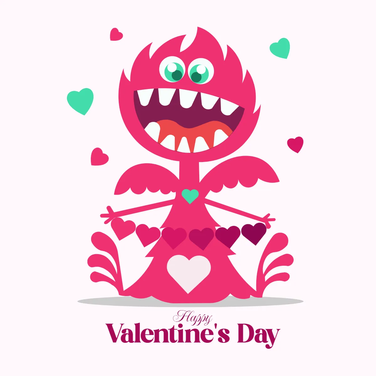 Free Pink Monster Valentines Day Clip Arts Template to Edit Online