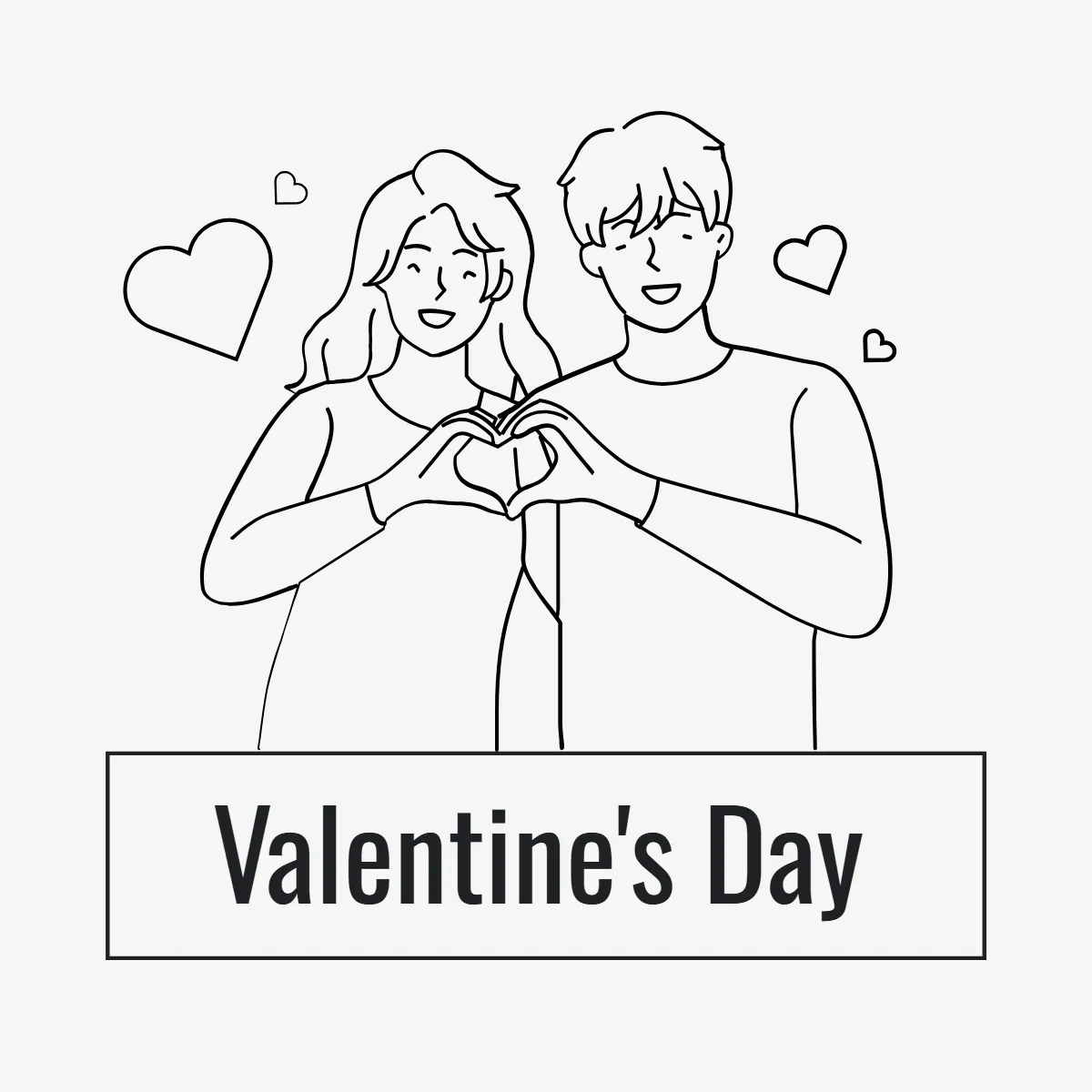 Free Valentines Day Outline Clip Arts Template to Edit Online
