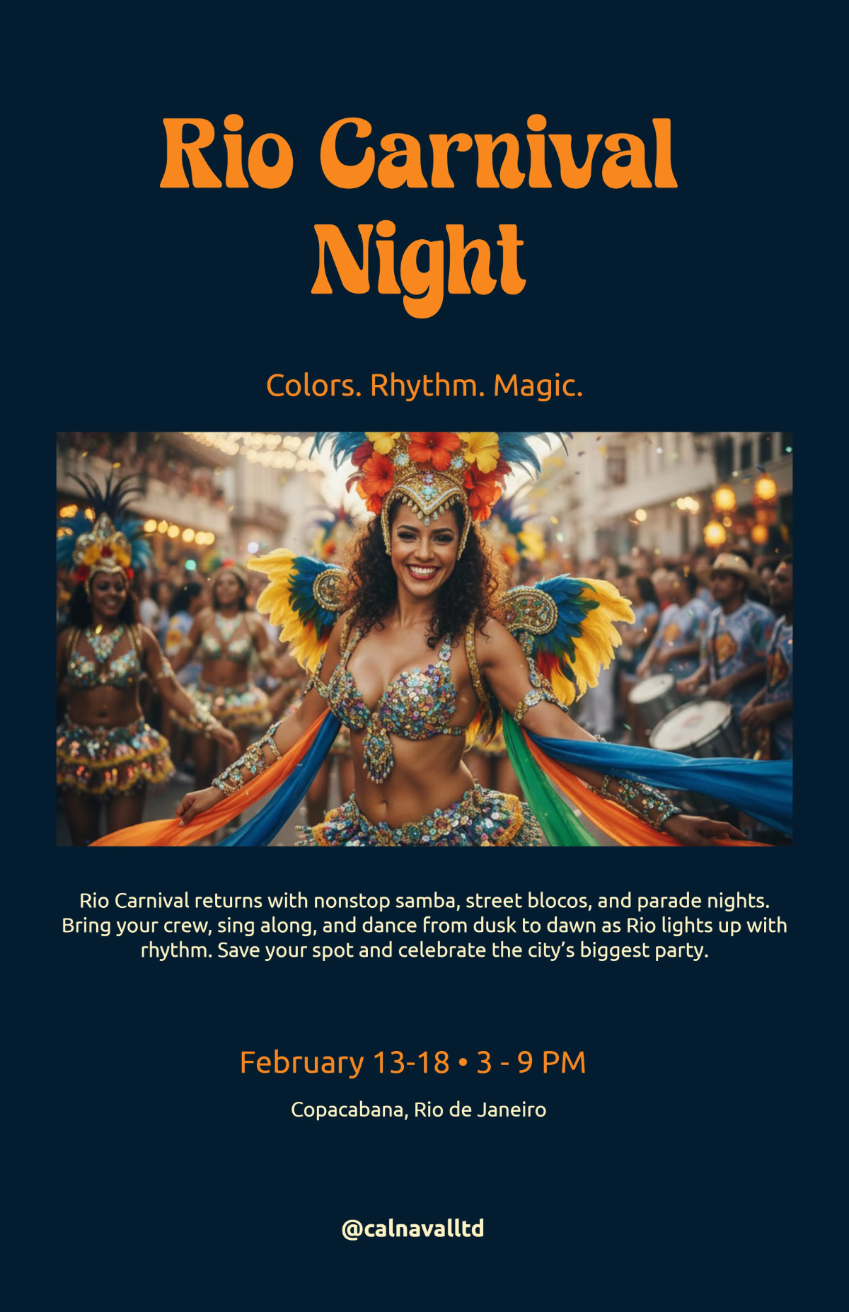 Free Rio Carnival Night Template to Edit Online