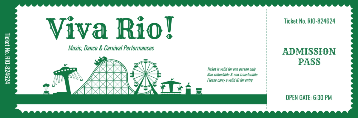 Free Rio Carnival Ticket Template to Edit Online