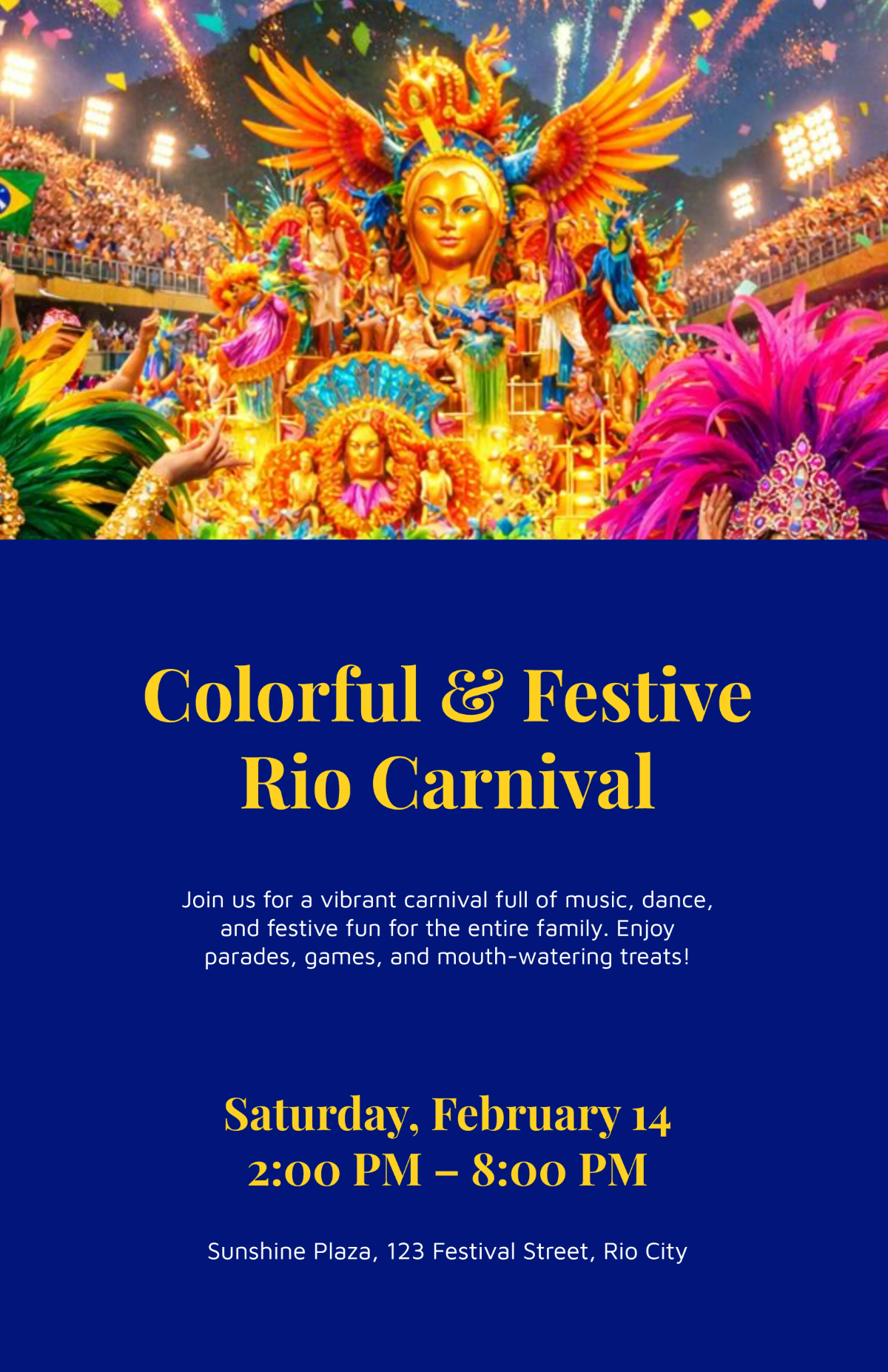 Free Festive Rio Carnival Colorful Poster Template to Edit Online