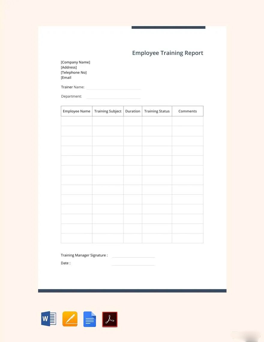 Free Sample Employee Training Report Template