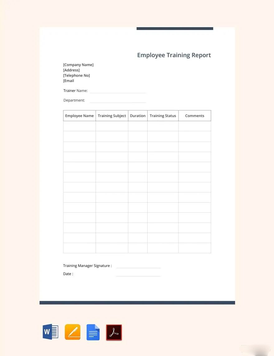 Sample Employee Training Report Template in Word, Pages, Google Docs - Download | Template.net