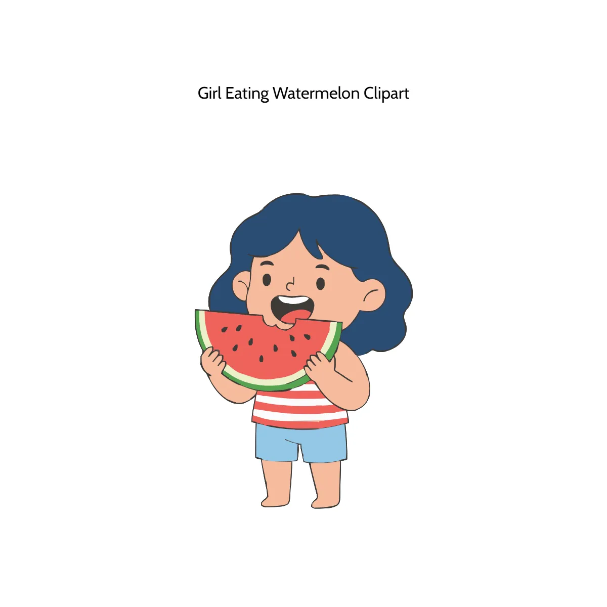 Free Girl Eating Watermelon Vector Clipart (PNG, SVG) to Edit Online