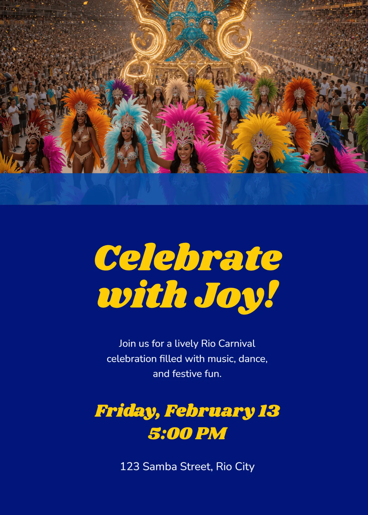 Free Happy Rio Carnival Invitation Template to Edit Online