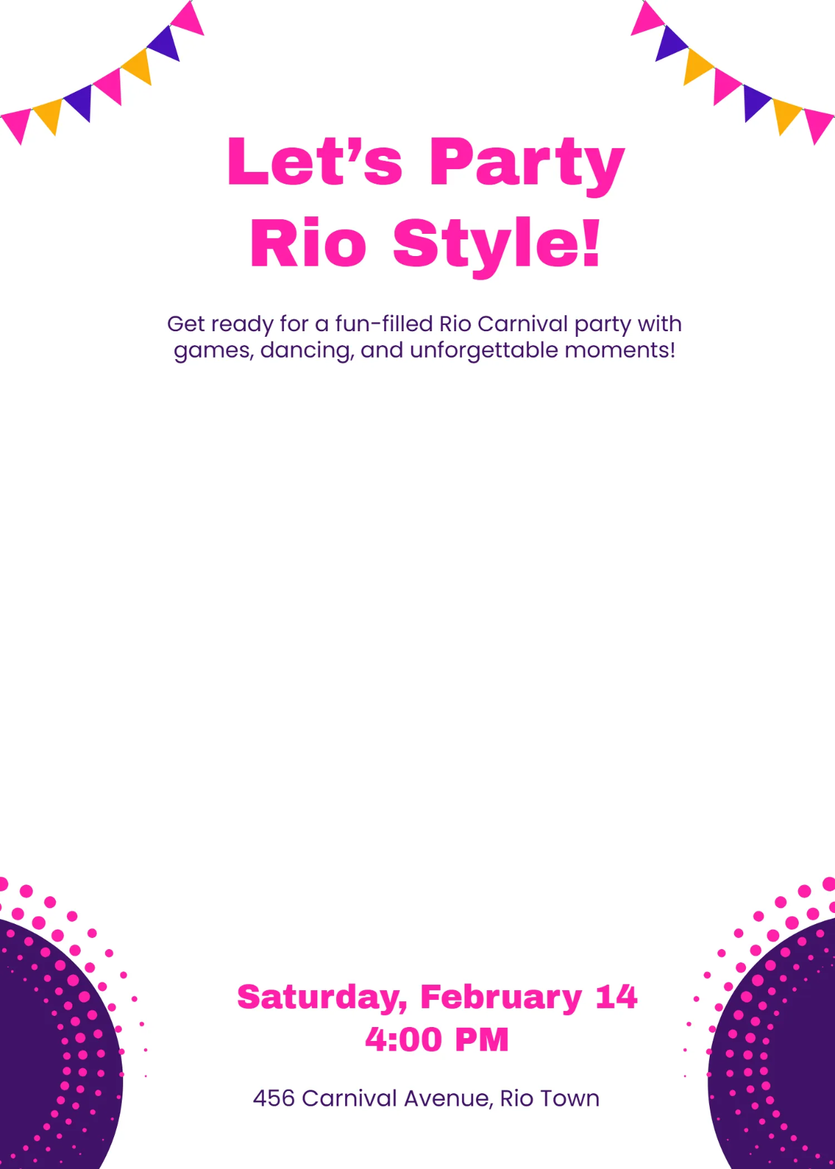 Free Fun Rio Carnival Invitation Template to Edit Online