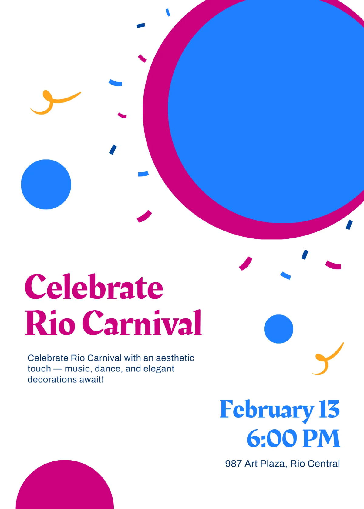 Free Aesthetic Rio Carnival Invitation Template to Edit Online