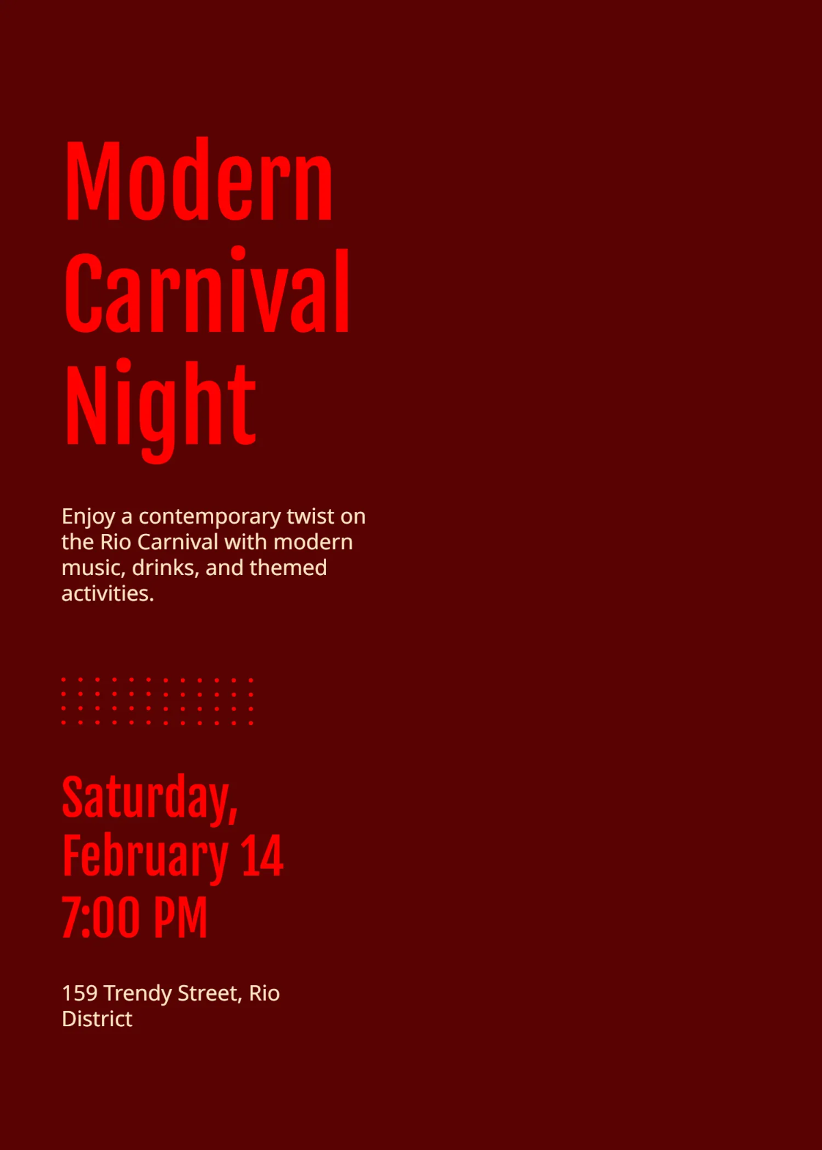 Free Modern Rio Carnival Invitation Template to Edit Online