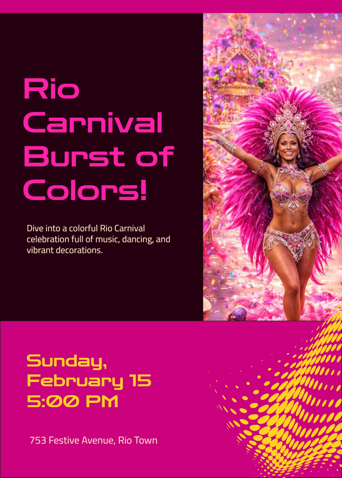 Free Colorful Rio Carnival Invitation Template to Edit Online