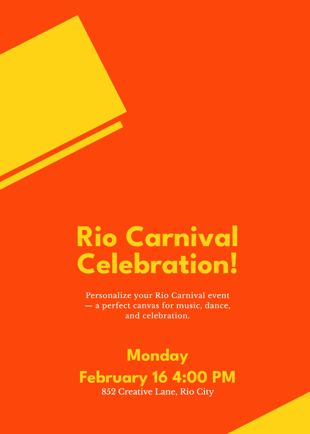 Free Blank Rio Carnival Invitation Template to Edit Online