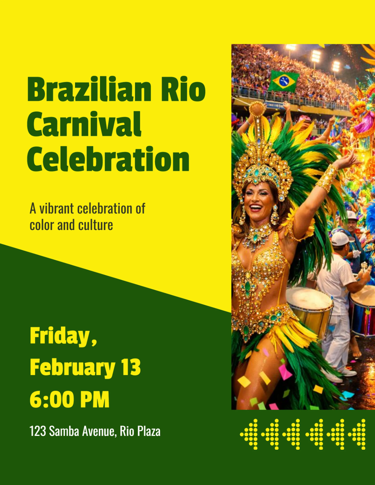 Free Vibrant Brazilian Rio Carnival Flyer Template to Edit Online