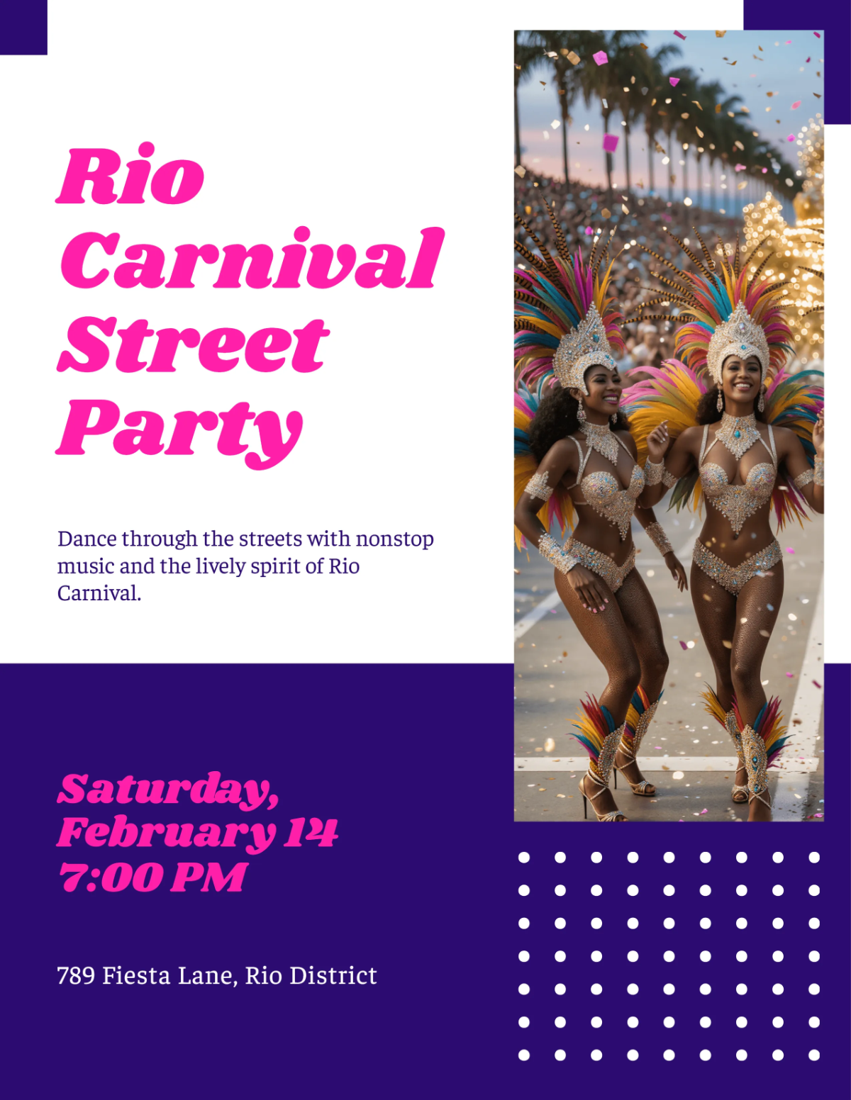 Free Fun Rio Carnival Street Party Flyer Template to Edit Online
