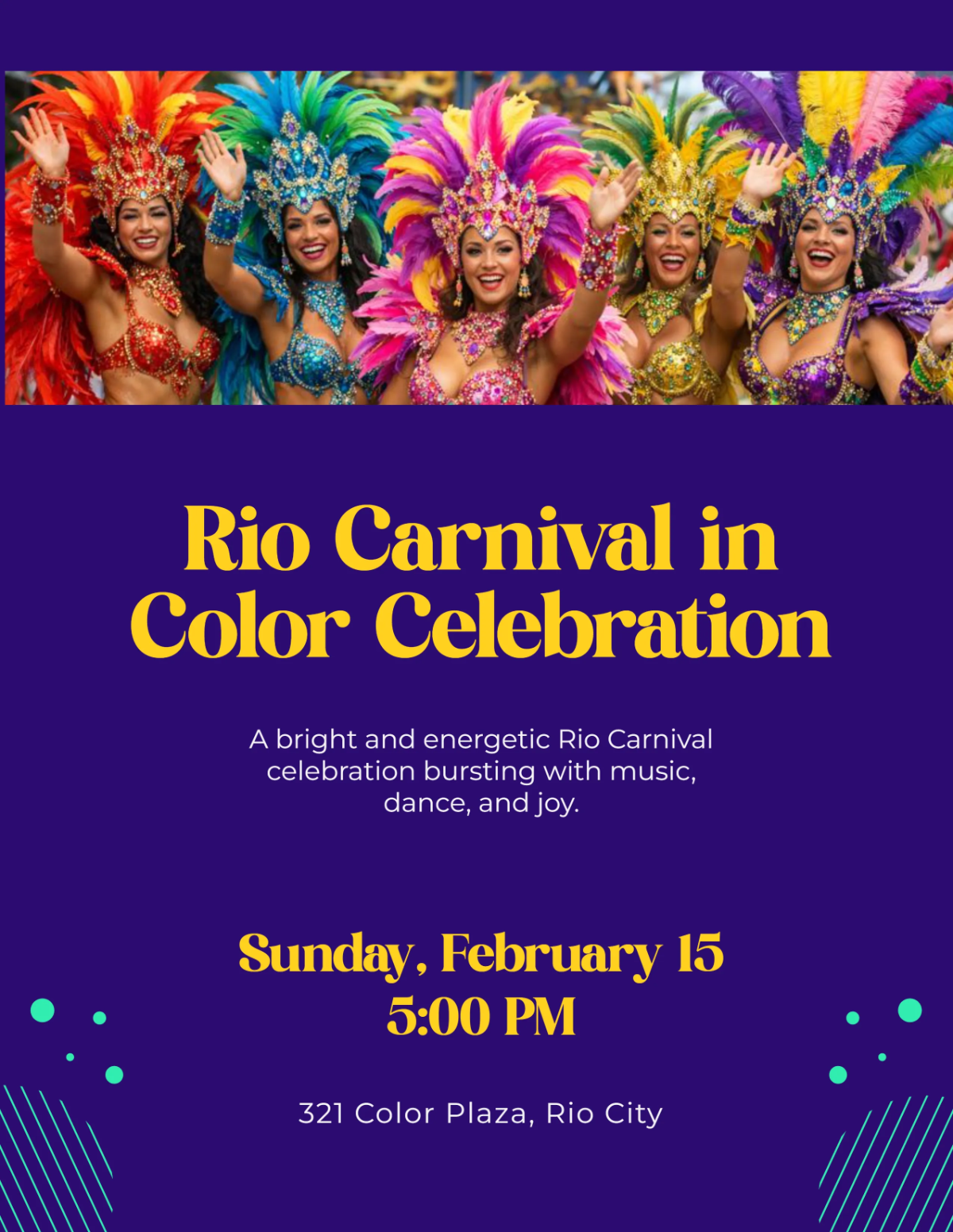Free Colorful Rio Carnival Celebration Flyer Template to Edit Online
