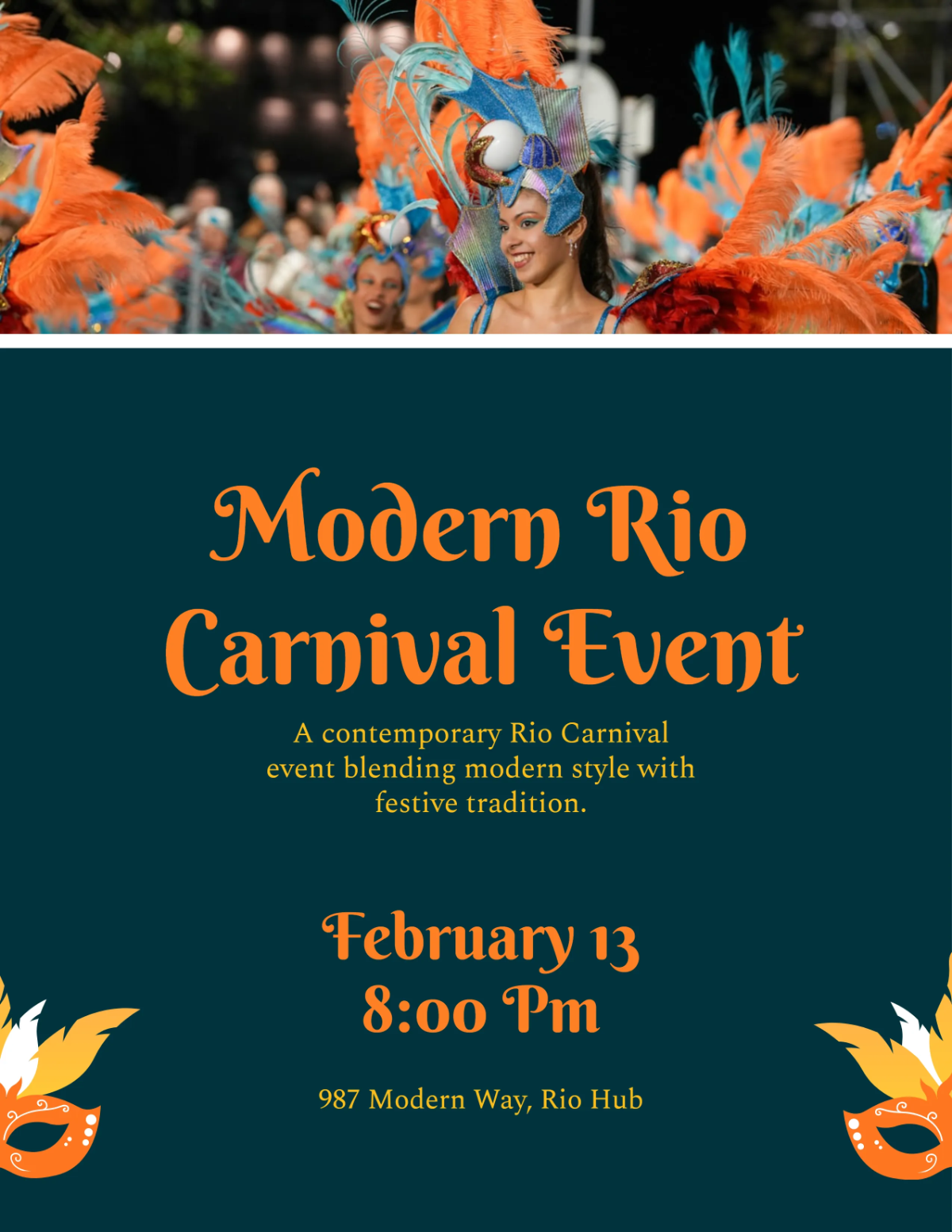 Free Modern Rio Carnival Event Flyer Template to Edit Online