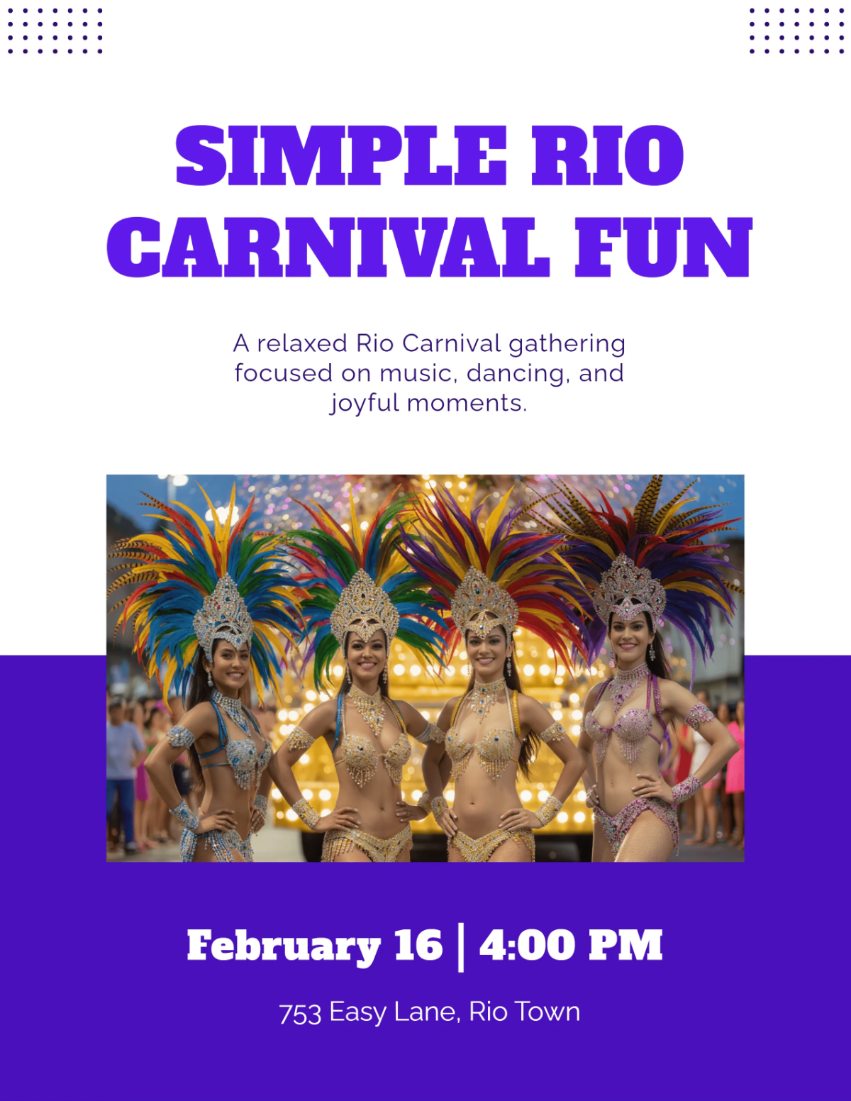 Free Simple Rio Carnival Flyer Template to Edit Online