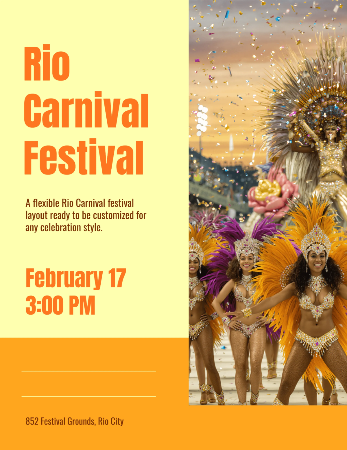 Free Blank Rio Carnival Festival Flyer Template to Edit Online