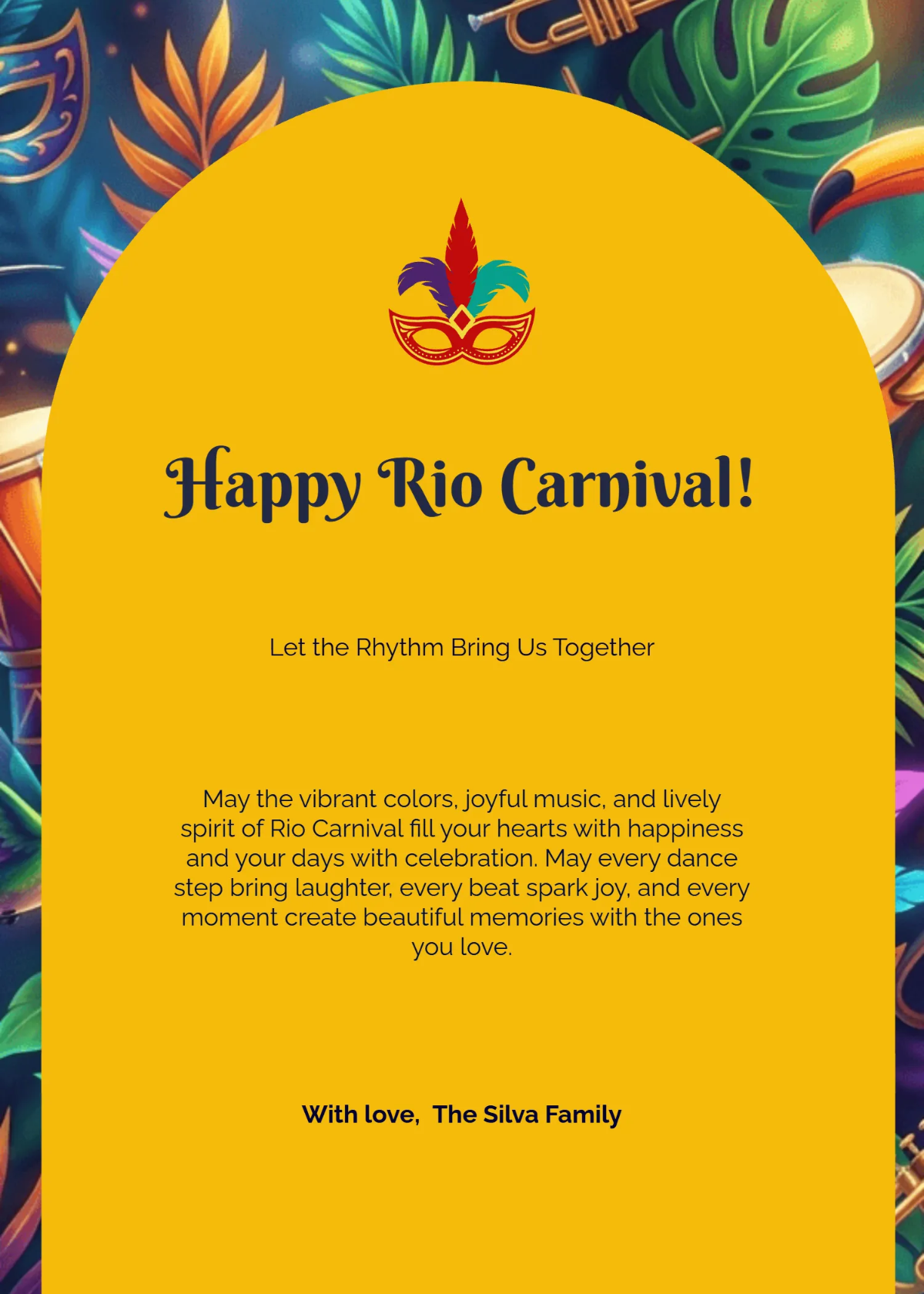 Free Joyful Rio Carnival Wishes Template to Edit Online
