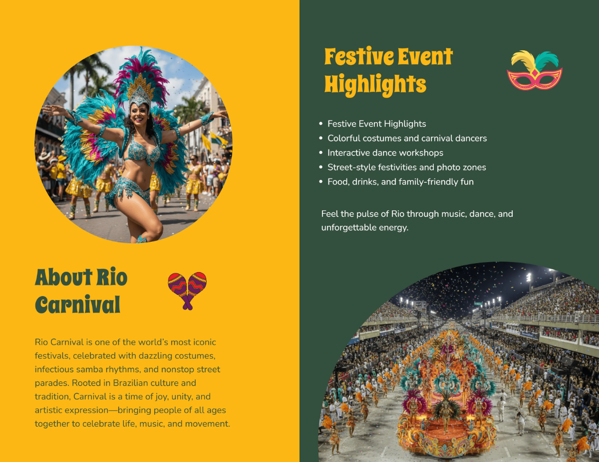 Free Minimalist Rio Carnival Brochure Template to Edit Online